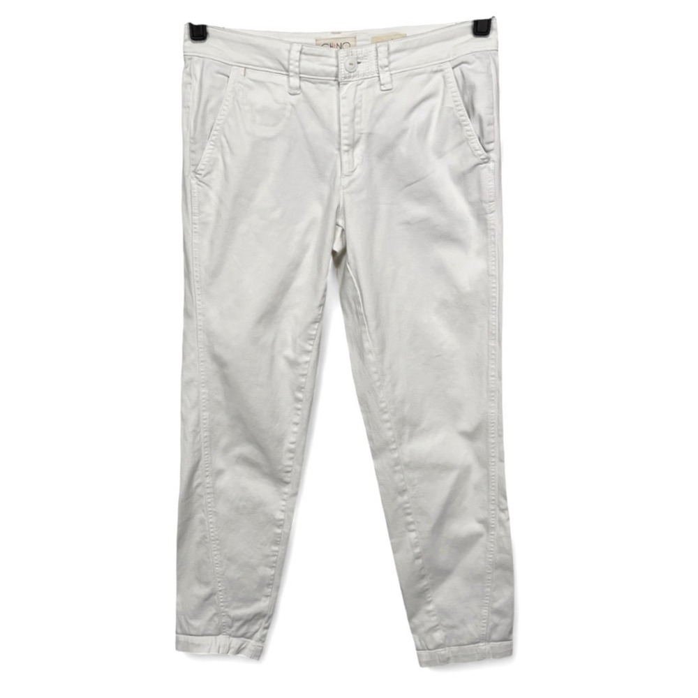 ANTHROPOLOGIE Off-White Chino Pants RELAXED FIT TAPERED LEG Cotton Stretch 29